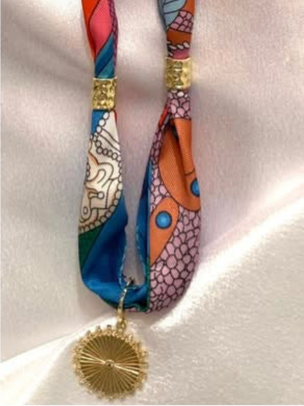 Gemelli Scarf Necklace with Gold Accents